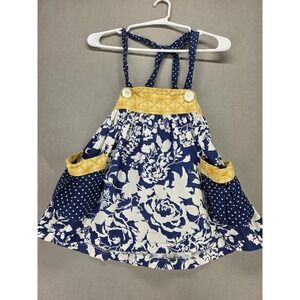 Persnickety‎ Girls Dress 6 Overall Dress Pinafore Patchwork Pockets Sundress